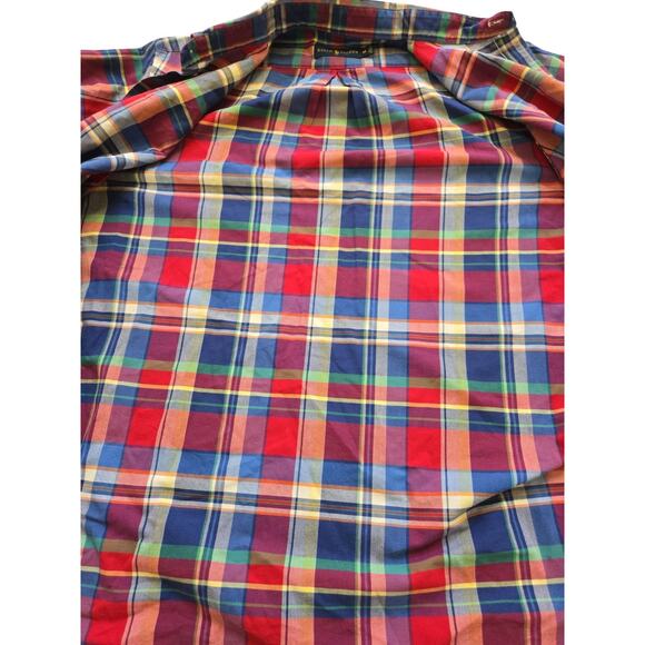 Polo Ralph Lauren Shirt Mens Medium Red Plaid Slim Fit Button Up Preppy Cotton - Picture 11 of 12